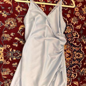 Satin Baby Blue Lace Mini Dress